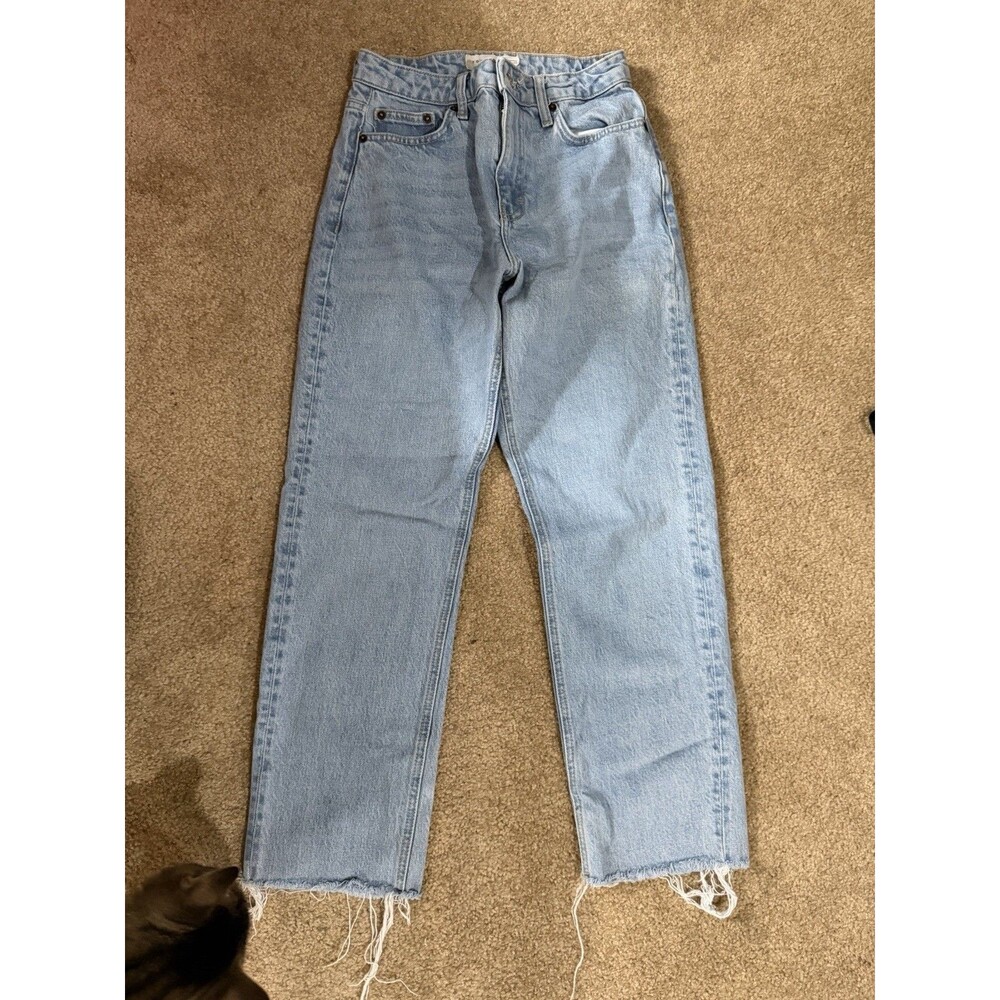 Women’s Top Shop Light Wash Denim Jeans W/ Raw Hem W24 L32 Excellent Denim